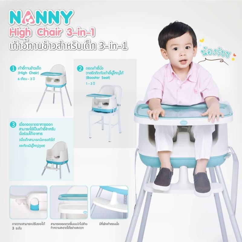 NANNY เก้าอี้ทานข้าวสำหรับเด็ก High Chair 3 IN 1 3 05