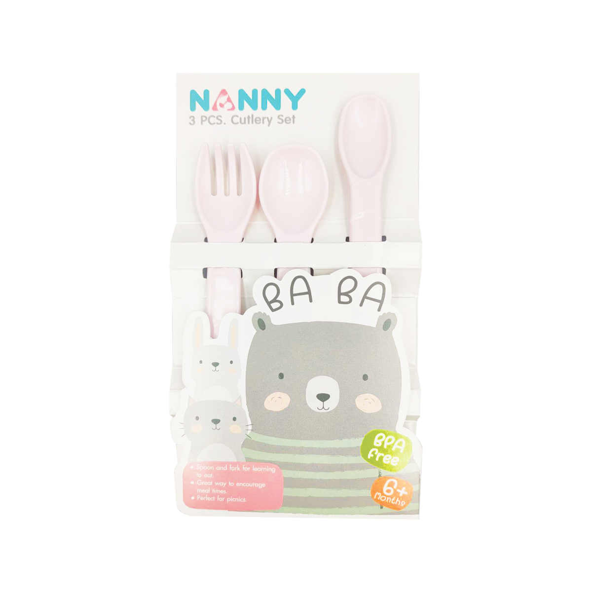 NANNY ชุดช้อนส้อมและช้อนป้อนอาหารเด็ก 3 ชิ้น 5 ls