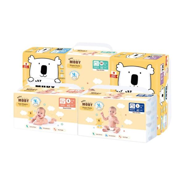 ผ้าอ้อมสำเร็จรูป ชนิดเทป ชนิดกางเกง เบบี้ โมบี้ BABY MOBY หมดอายุ13/10/25