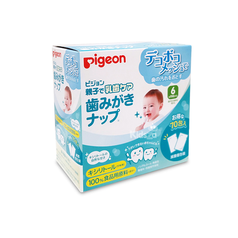 Pigeon ผ้าเช็ดฟันเด็กทารก รสไซลิทอล 70 ชิ้น 3 8m