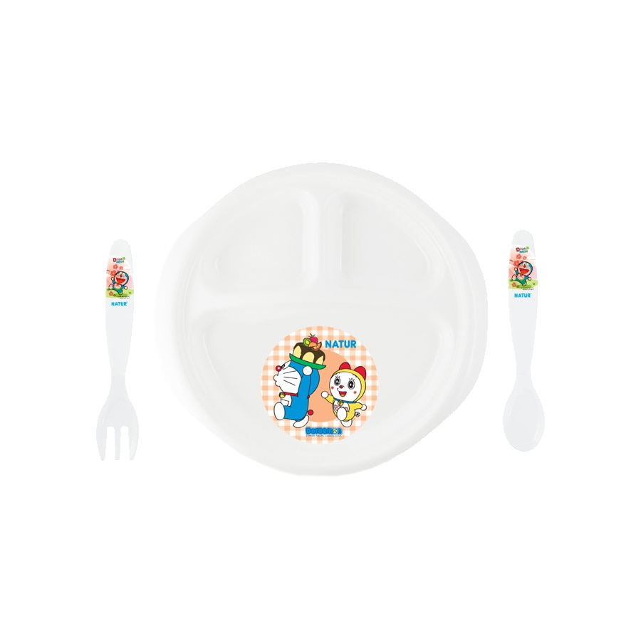 Natur ชุดจานเด็ก 3 ช่อง พร้อมช้อนส้อม ลาย Doraemon 8 i3