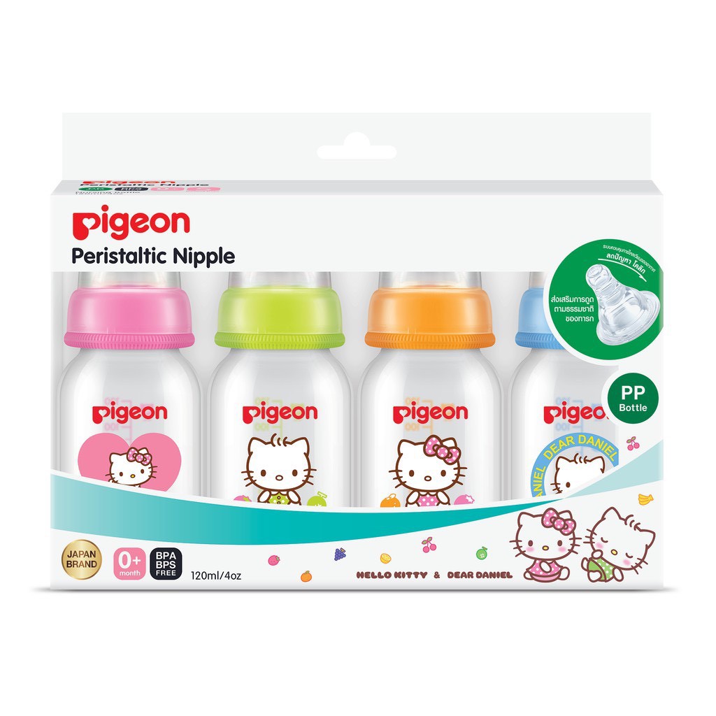 Pigeon ขวดนม RPP ลายคิตตี้ 4oz. แพ็ค 4 ขวด 2 jo 1