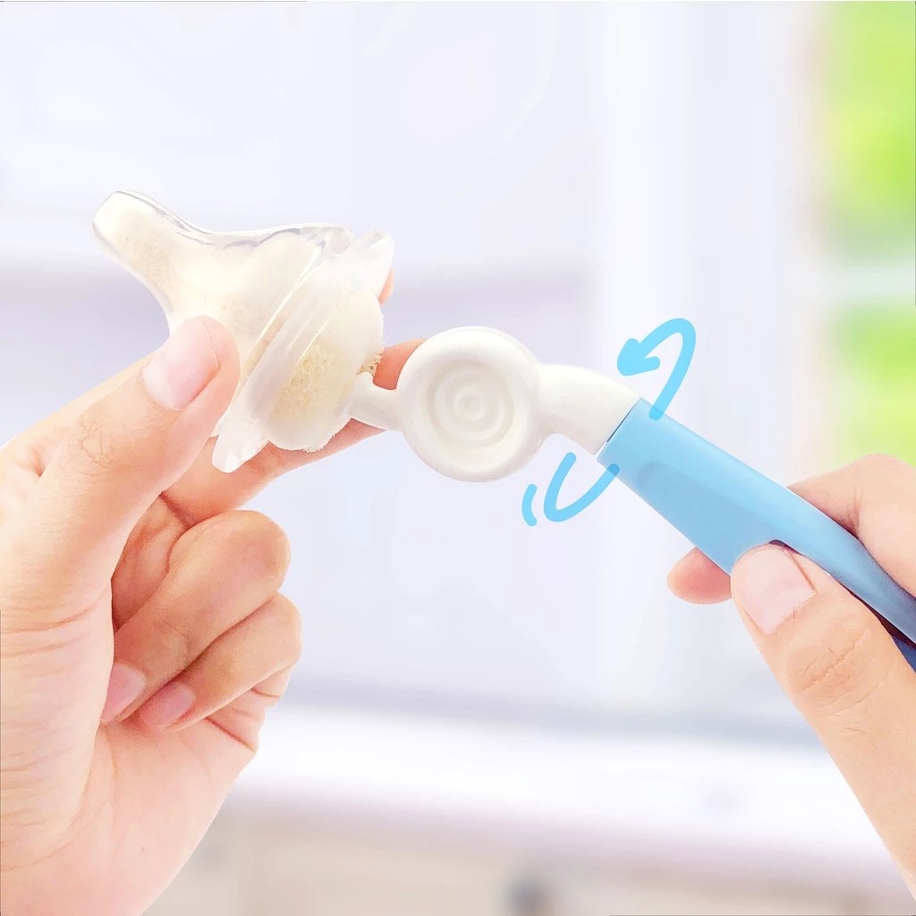 NATUR เนเจอร์ แปรงล้างขวดนม ล้างจุกนม แปรงหัวฟองน้ำ ด้ามหมุน 360 องศา 3 messageImage 1762848952720 0