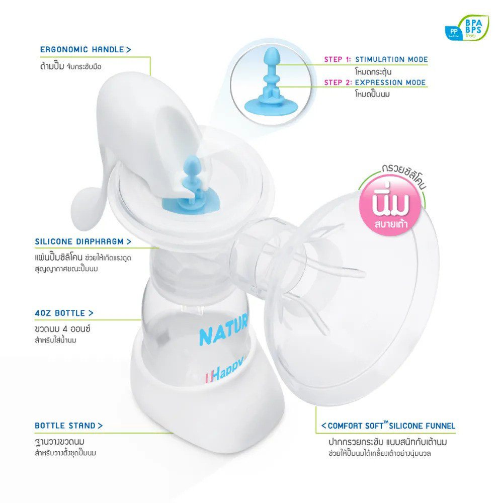 Natur เครื่องปั๊มนมแบบคันโยก *ฟรี ถุงเก็บน้ำนม* 3 tn
