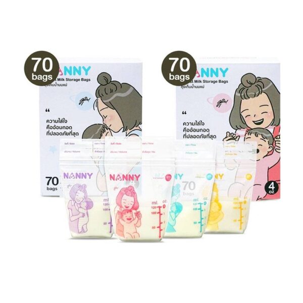 NANNY ถุงเก็บน้ำนมแม่มุนิน 4 oz 70 ถุง