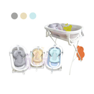 อ่างอาบน้ำเด็กมีขาตั้ง พับได้ พร้อมเบาะรองอาบน้ำ รุ่น Bubsy Bubble Beans