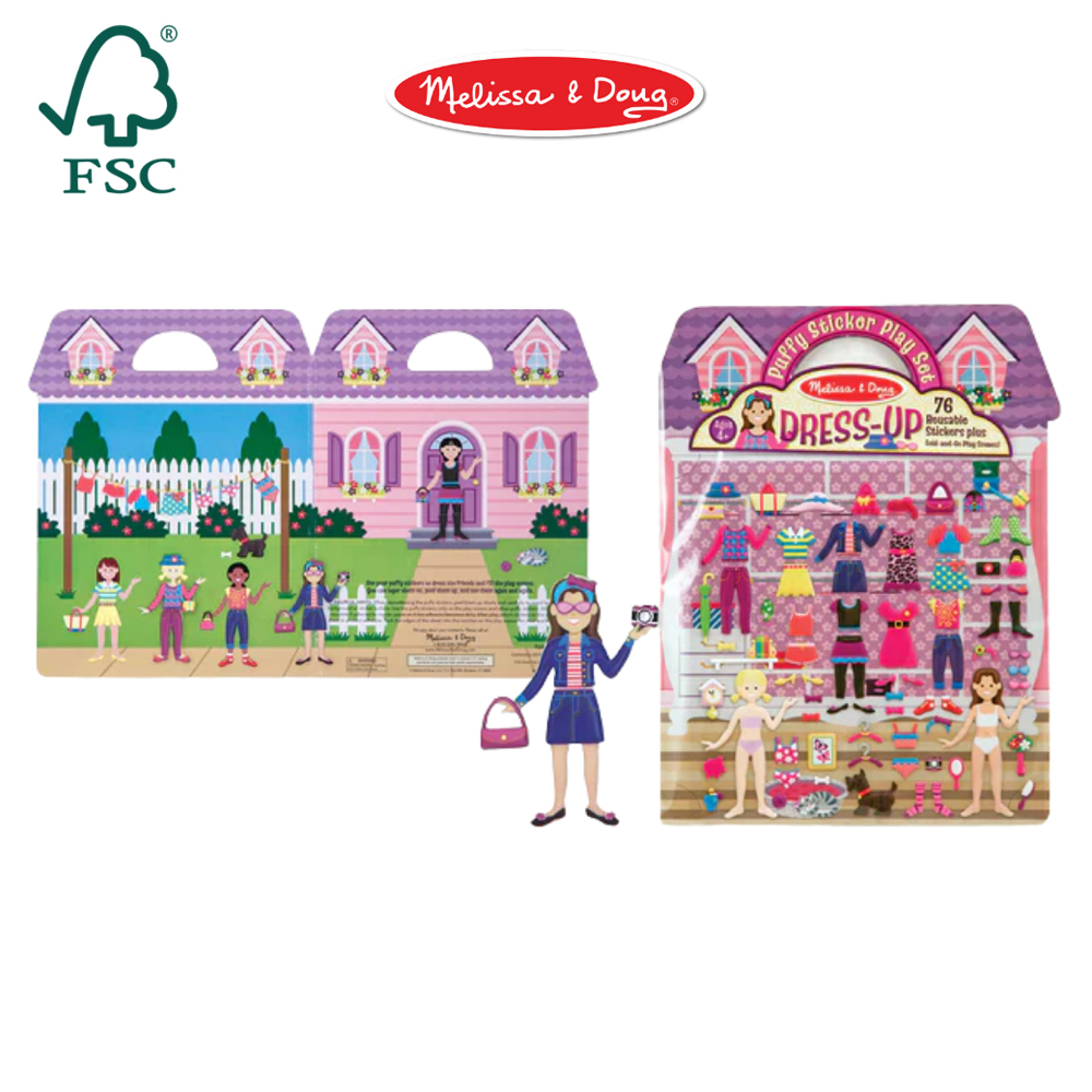 Melissa & Doug Puffy Reusable Sticker Set: Dress-Up รุ่น 2195 สมุดชุดสติ๊กเกอร์รียูสซาเบิล รุ่นแต่งตัว แปะซ้ำได้ มีฉาก พกพาสะดวก 3 2 3
